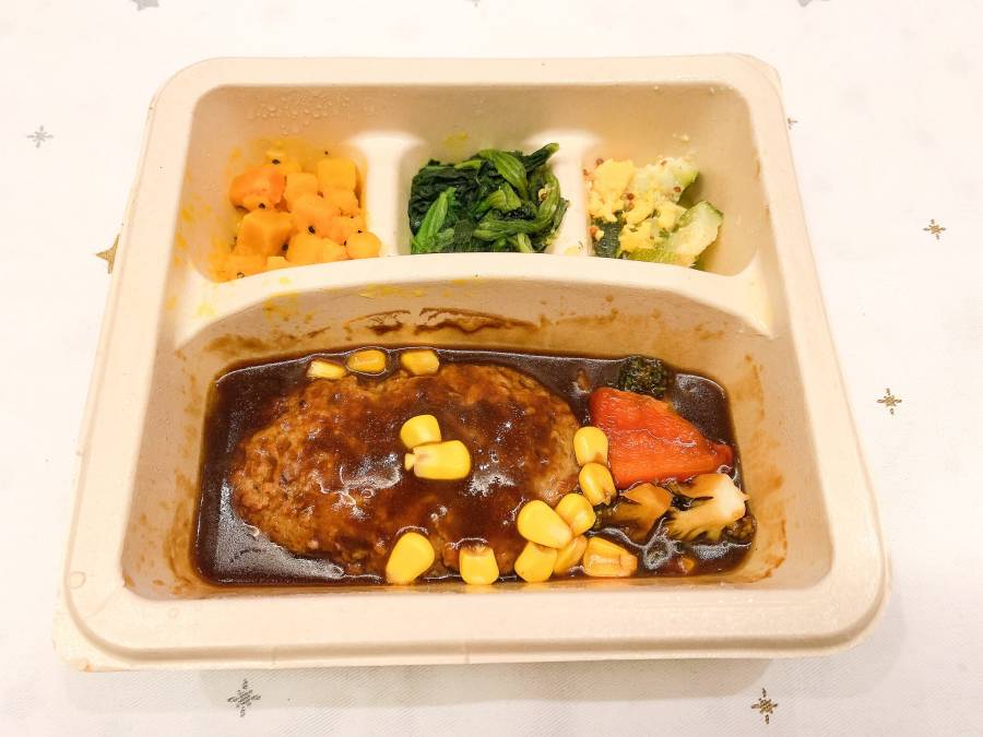 ハンバーグと彩り温野菜のデミ